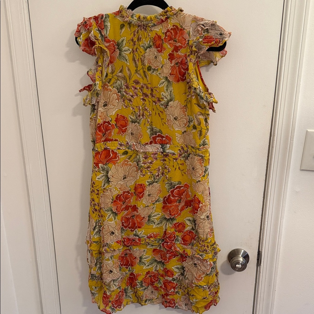 Anthropology 100% Silk Petite XS Floral Yellow Dress - Picture 7 of 7